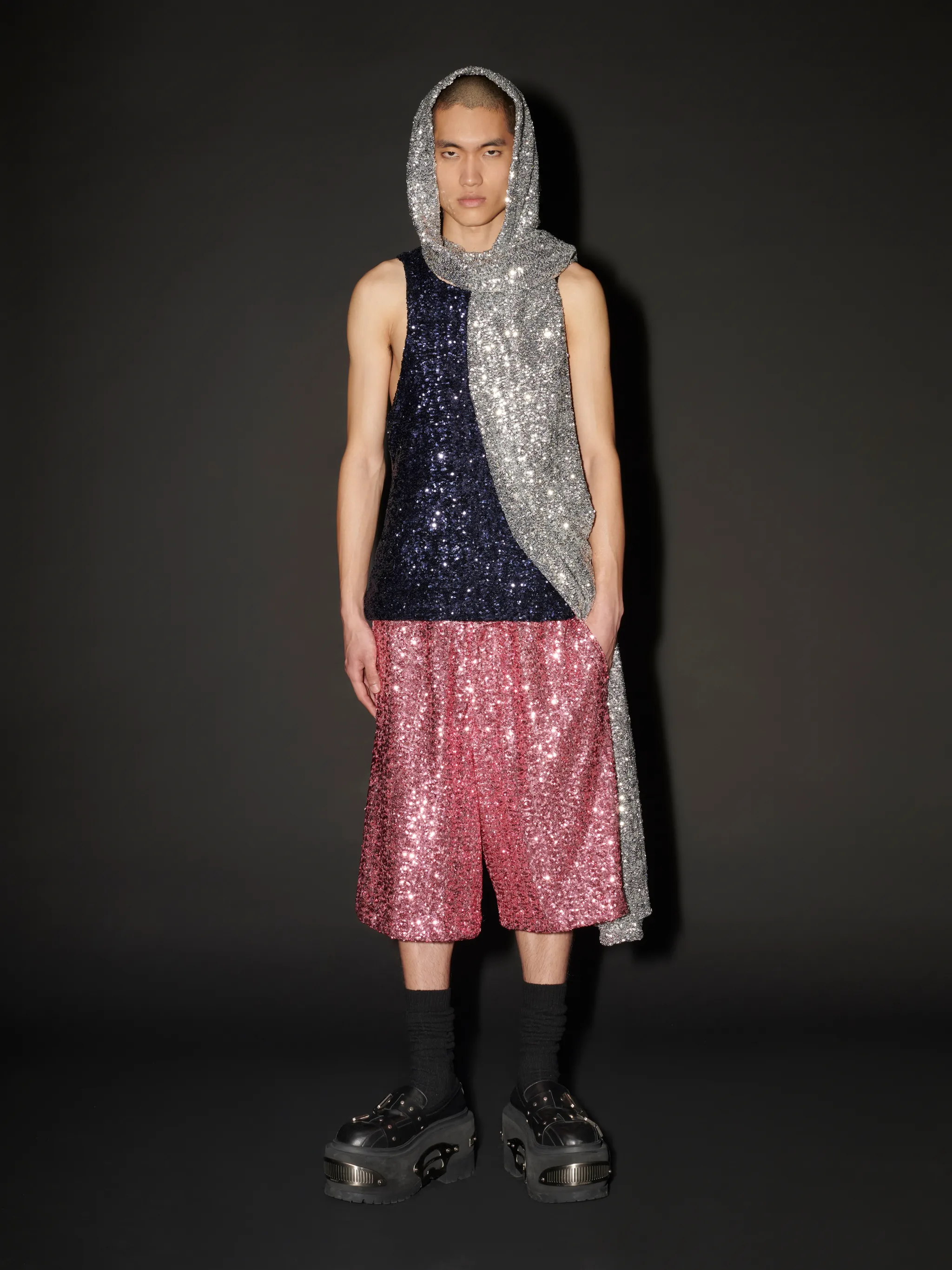 SEQUIN HOODIE SCARF