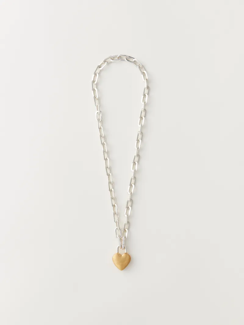 SMALL HEART PADLOCK NECKLACE 925