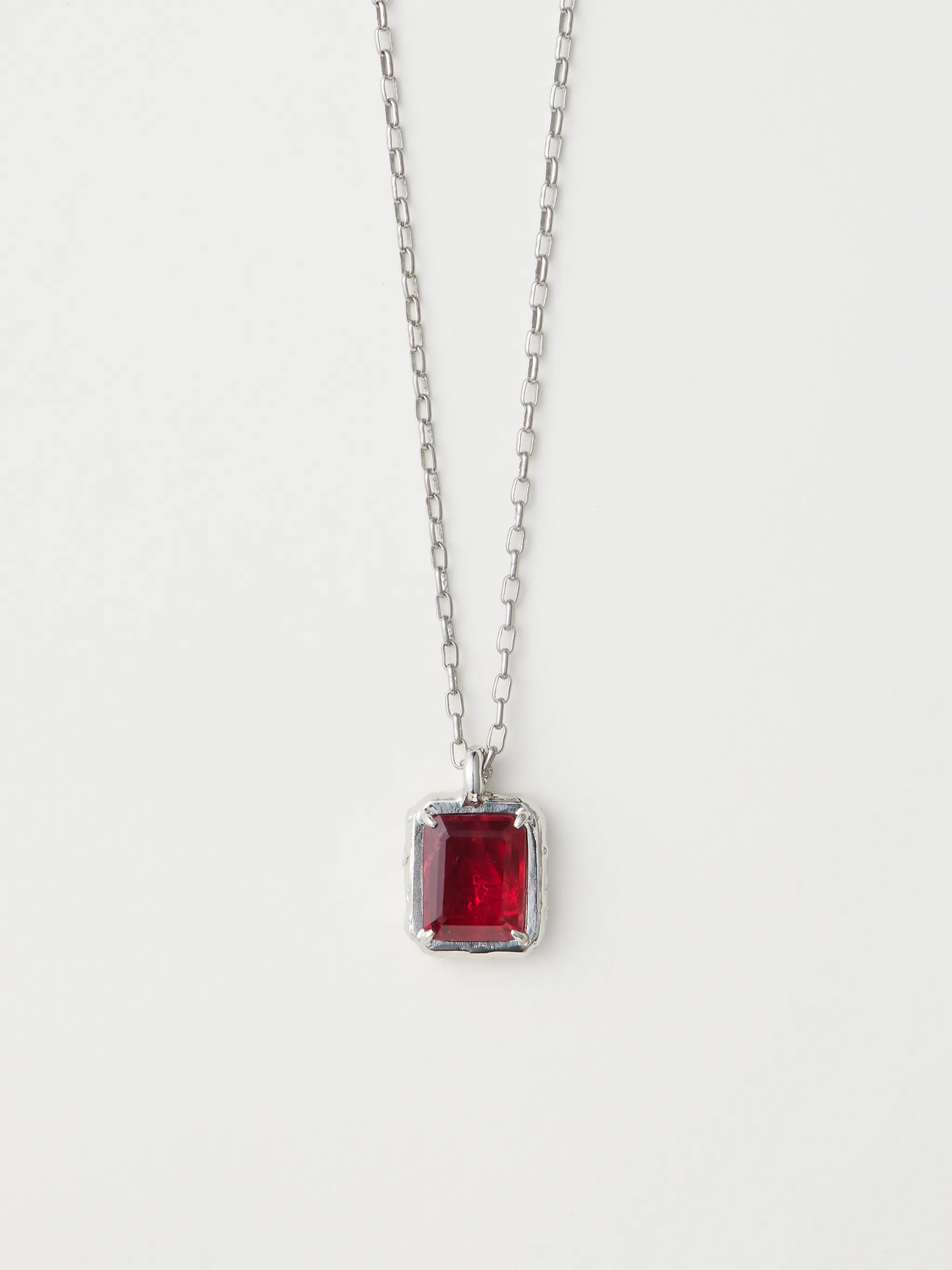 SMALL SQUARE CUT STONE CHARM NECKLACE