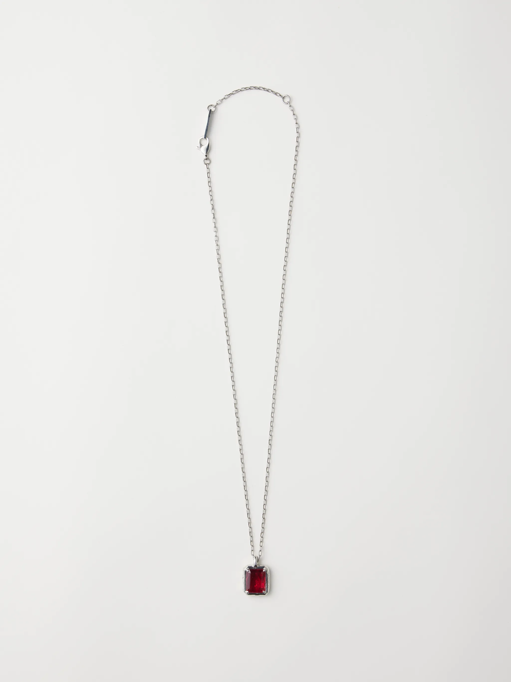 SMALL SQUARE CUT STONE CHARM NECKLACE