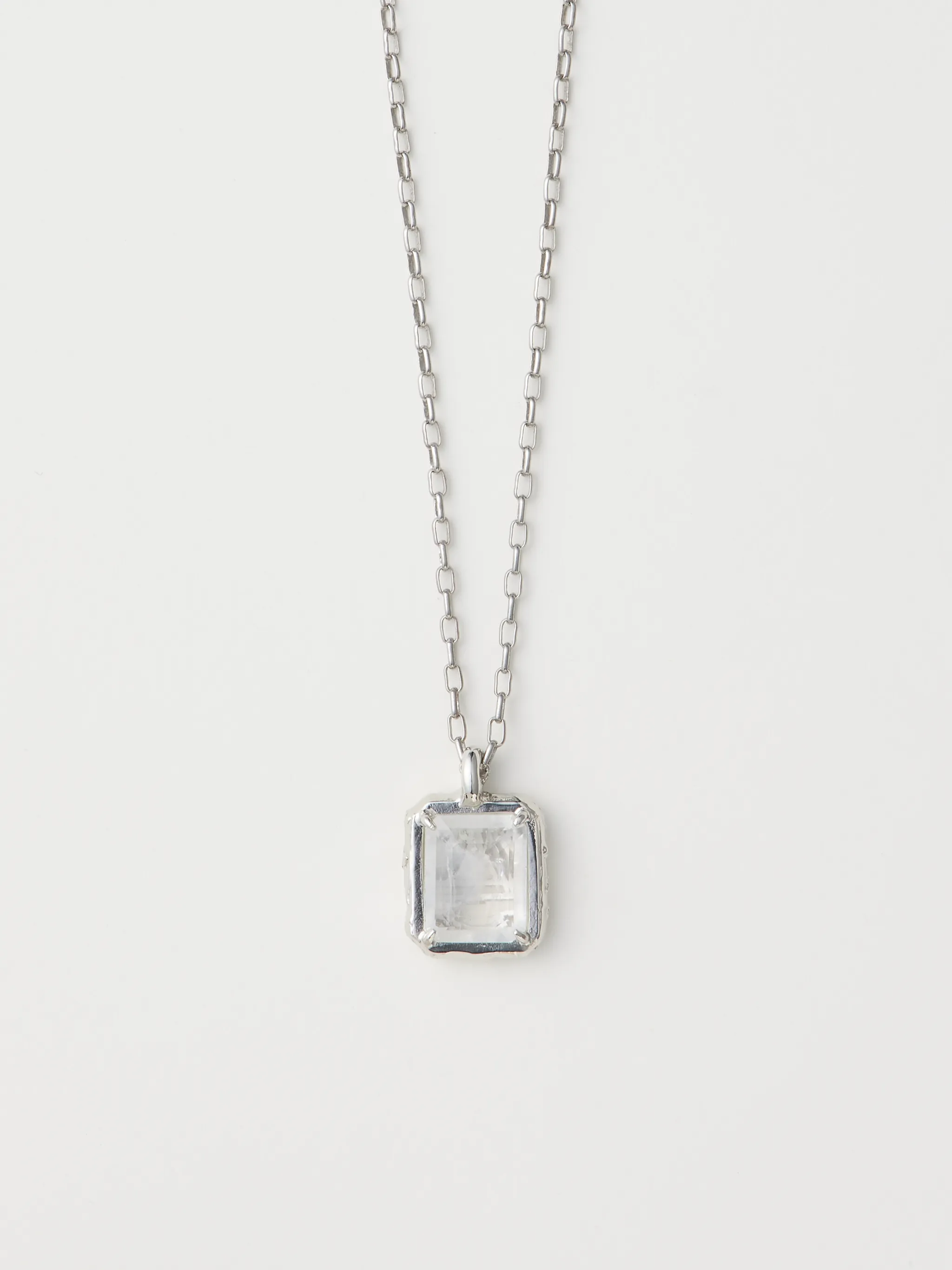 SMALL SQUARE CUT STONE CHARM NECKLACE