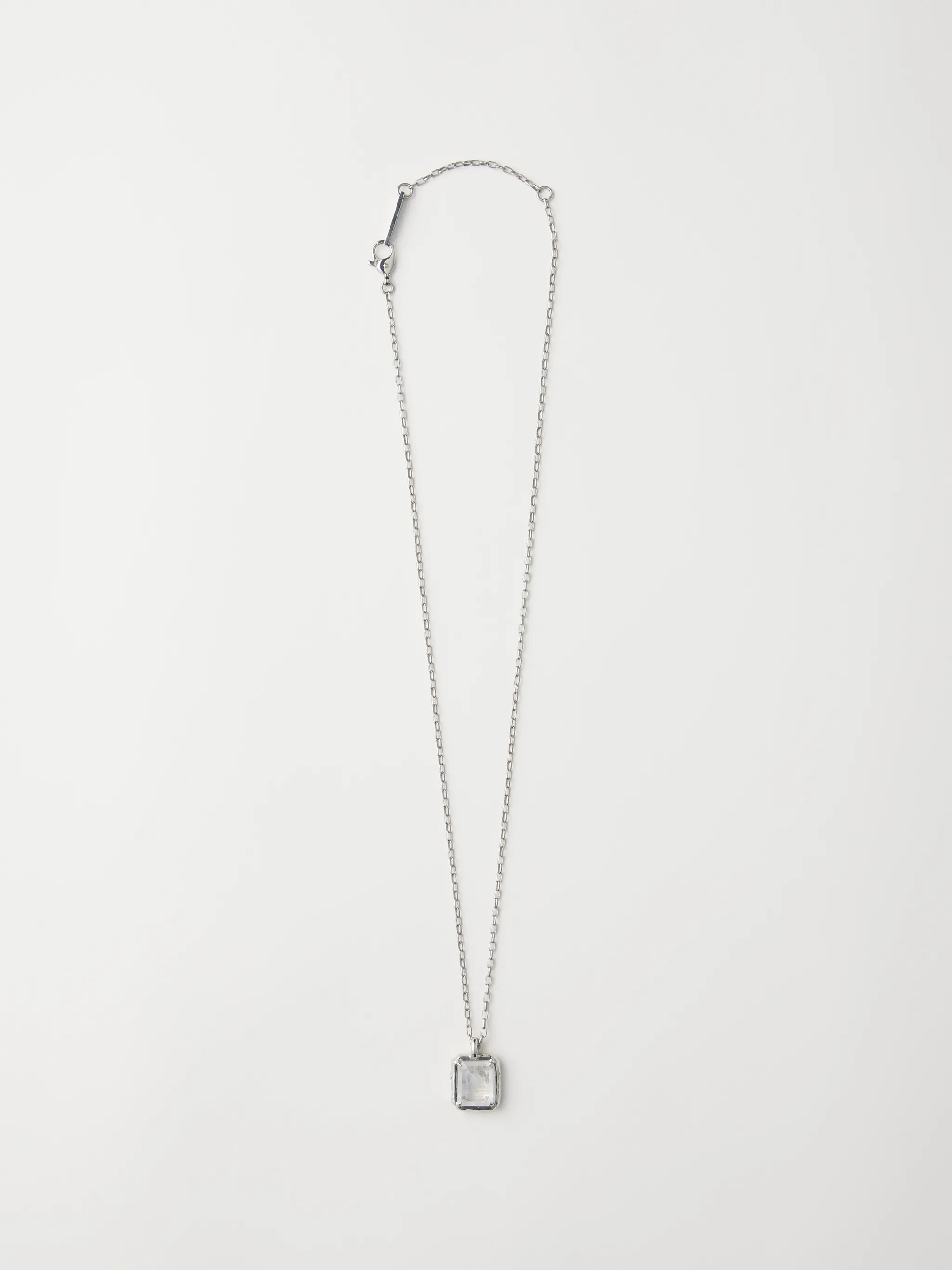 SMALL SQUARE CUT STONE CHARM NECKLACE