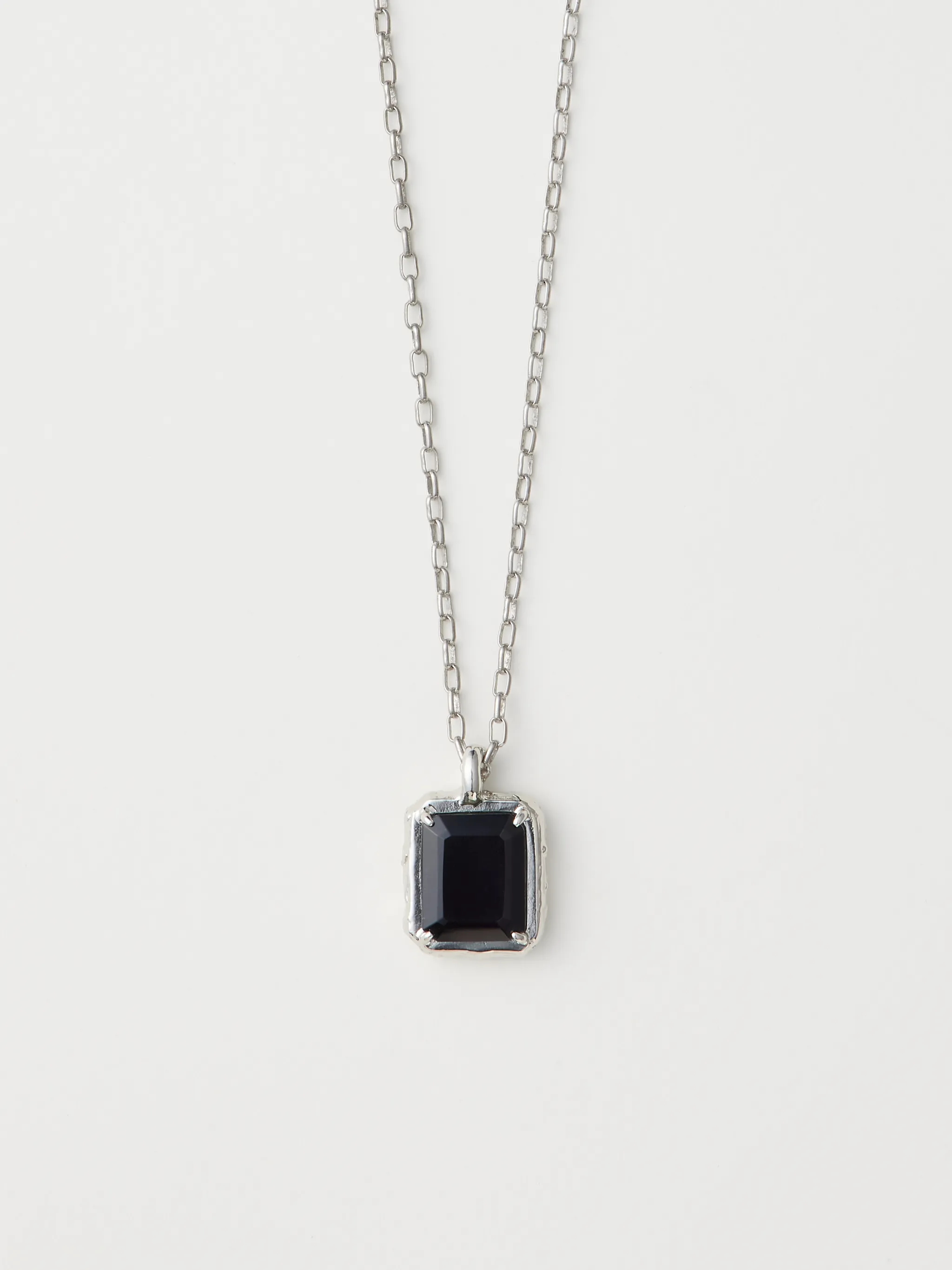 SMALL SQUARE CUT STONE CHARM NECKLACE