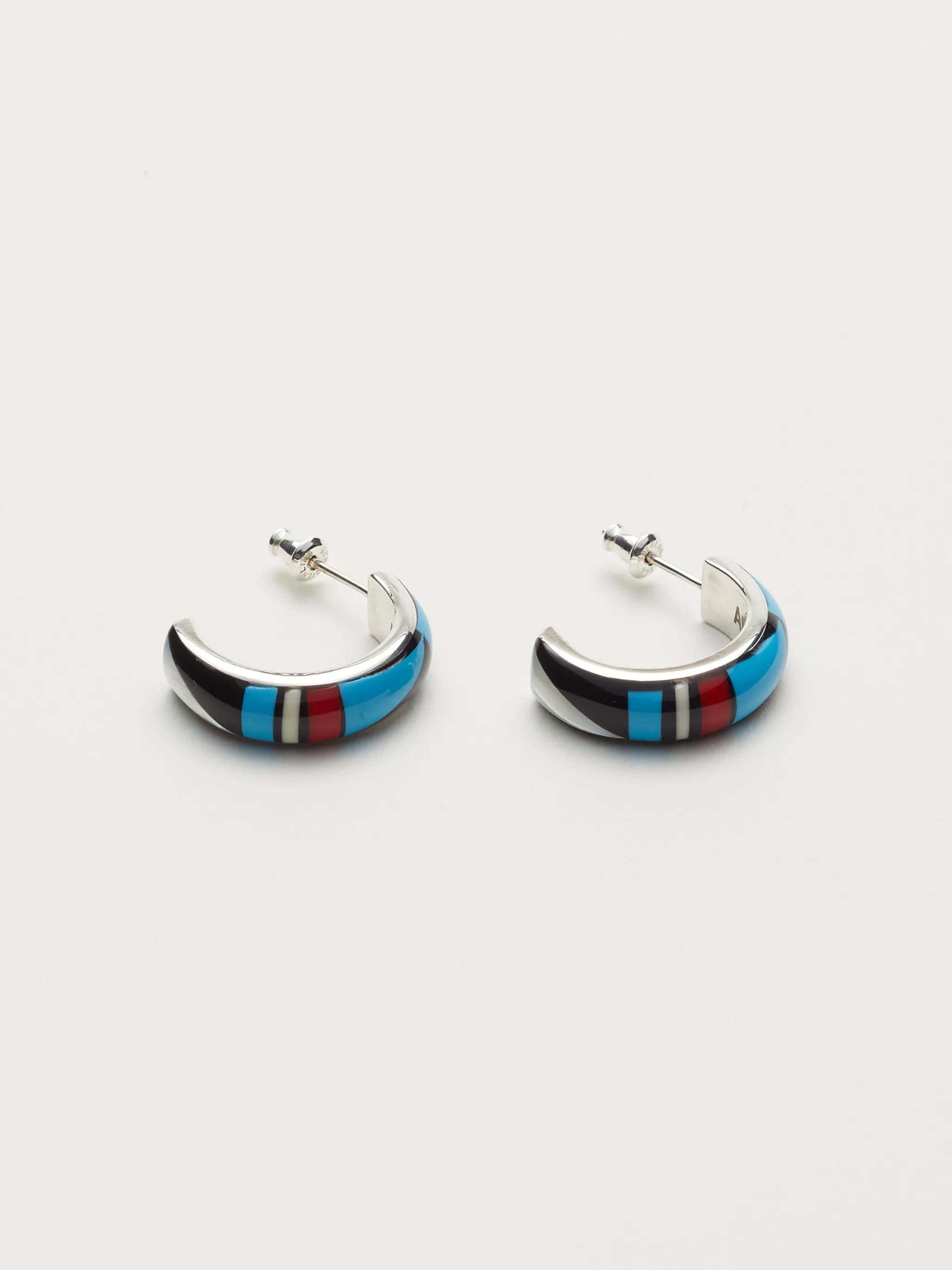 stone-detail small hoop earrings