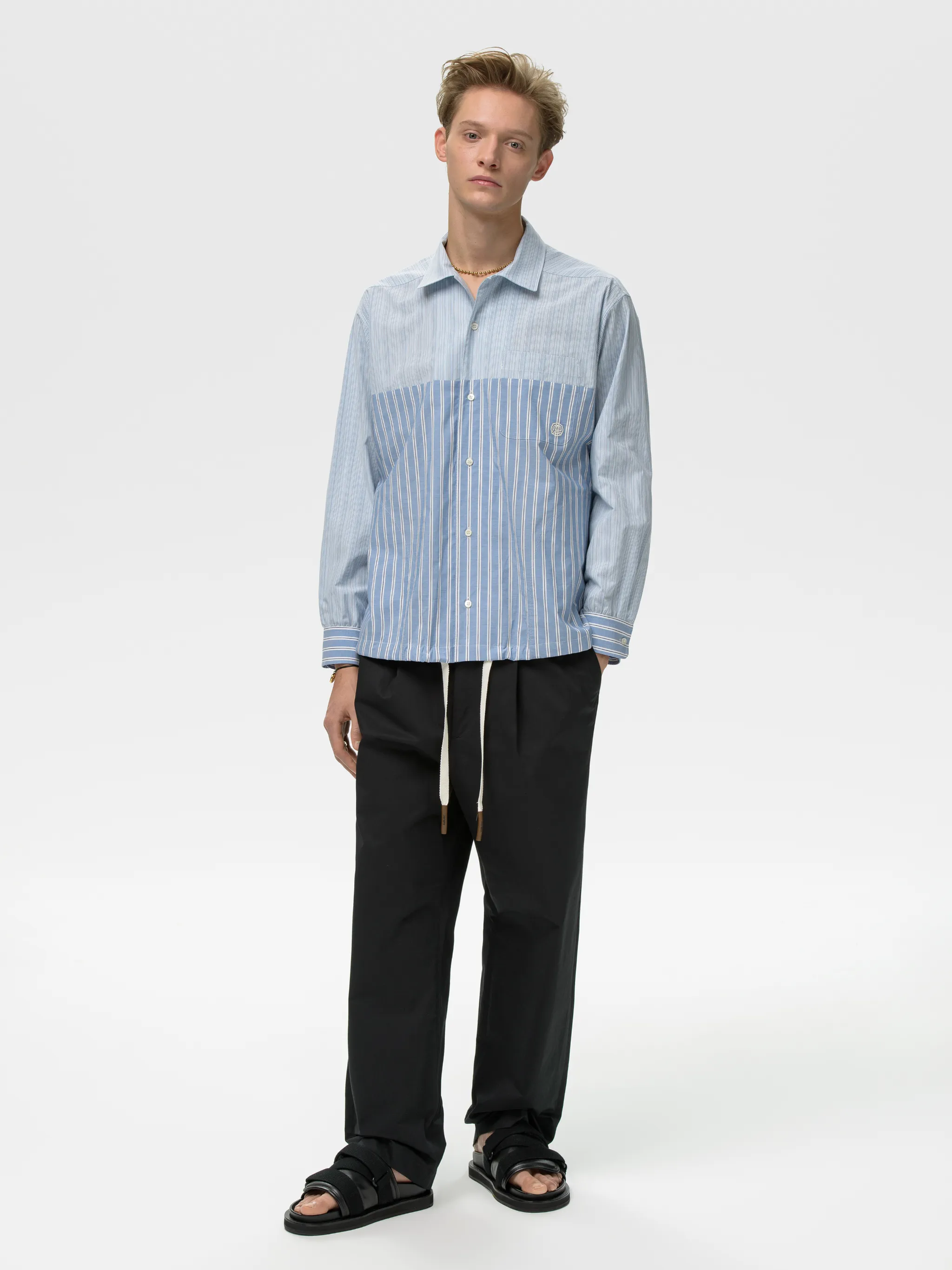STRIPED DRAWSTRING SHIRT