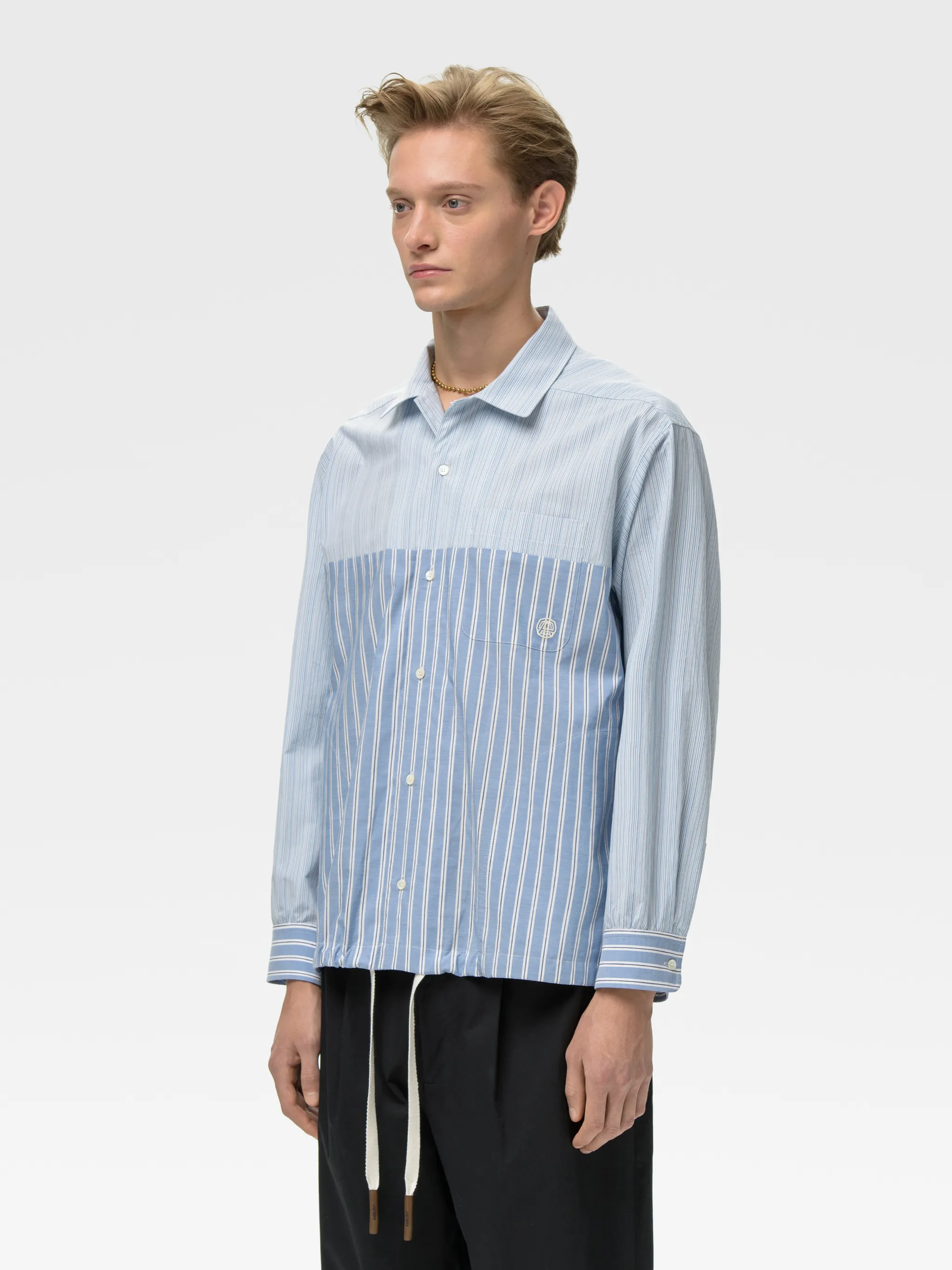 STRIPED DRAWSTRING SHIRT