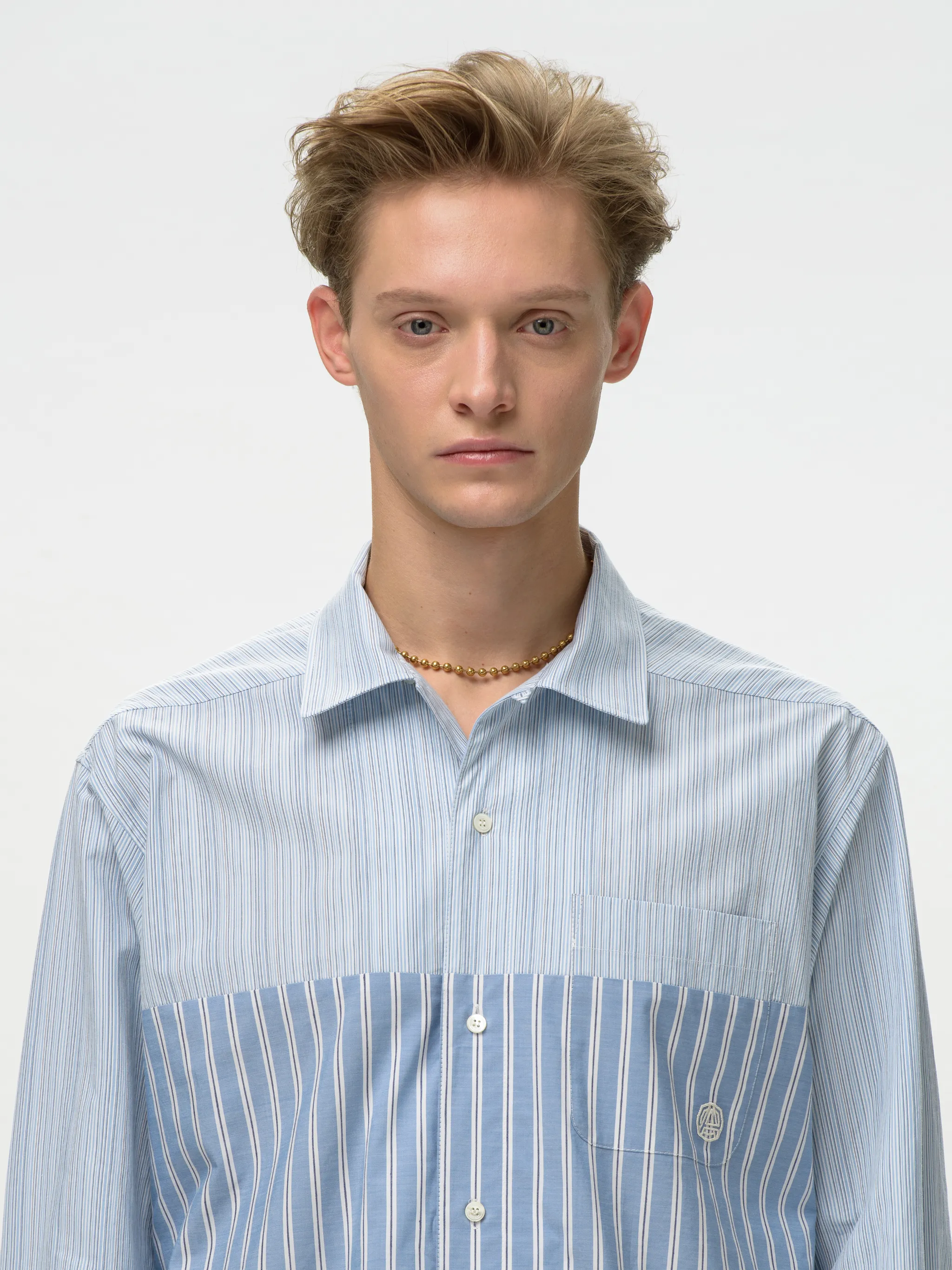 STRIPED DRAWSTRING SHIRT