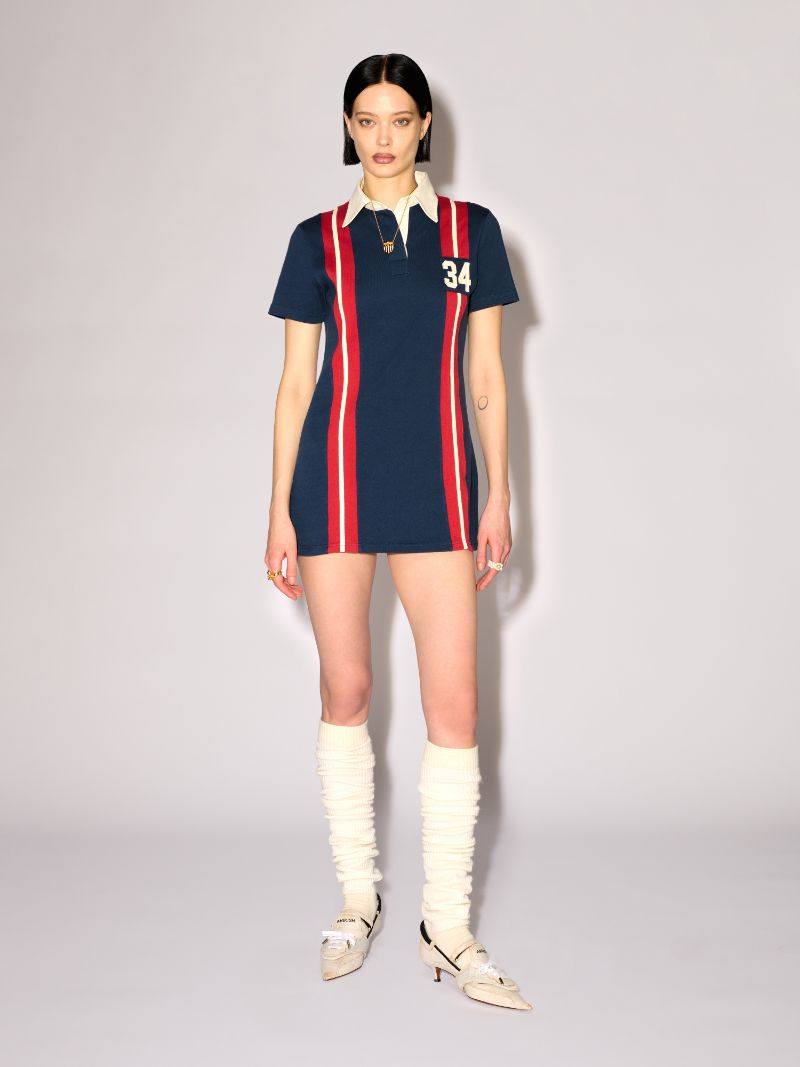 STRIPED RUGBY SHIRT DRESS