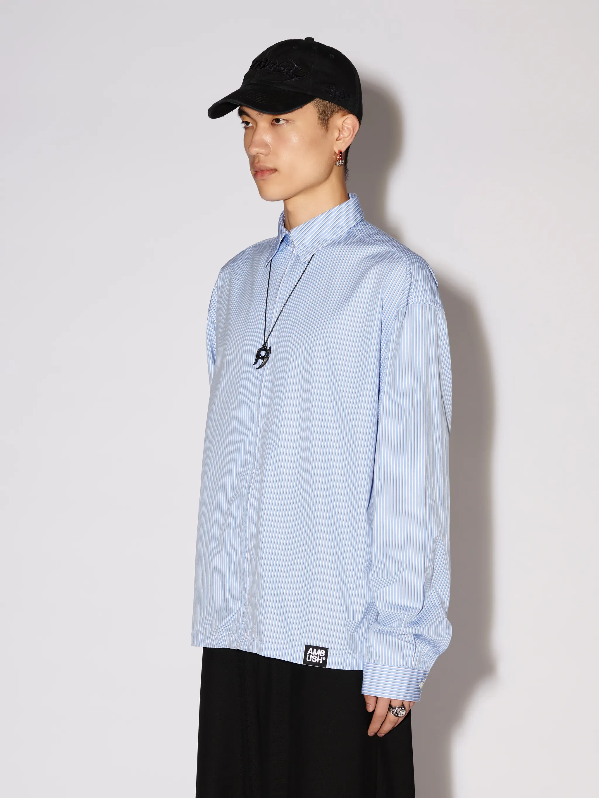 STRIPED ZIP-UP COTTON SHIRT