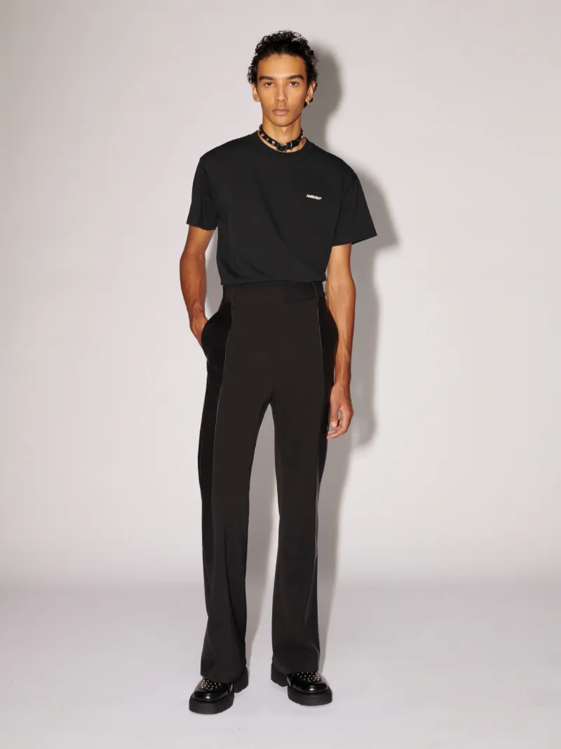 WOOL LEATHER FLARE PANTS