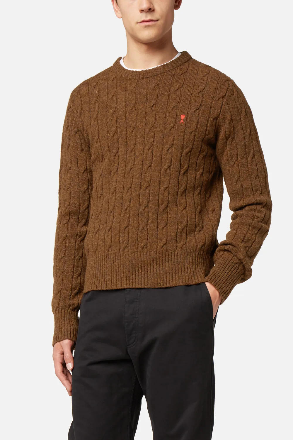 ami alexandre mattiussi tobacco ami de c蜩ur cable knit sweater ami alexandre mattiussi tobacco ami de c蜩ur cable knit sweater