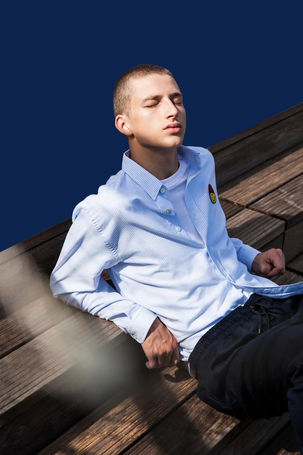 ami alexandre mattiussi button-down smiley patch shirt