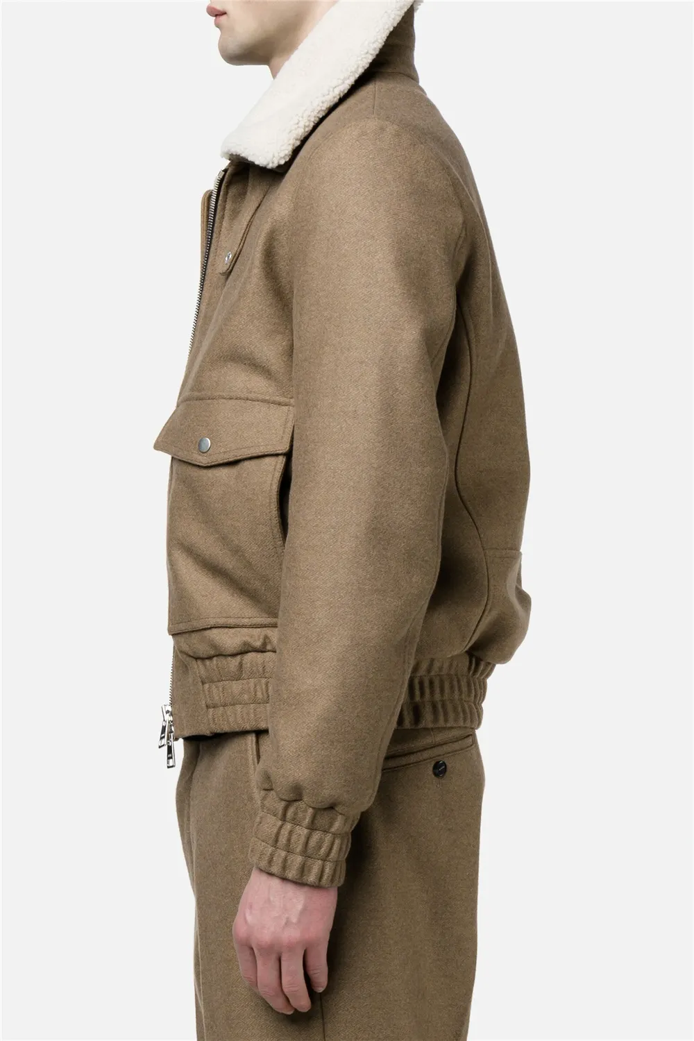 Ami Alexandre Mattiussi zipped bomber jacket shearling collar AMI PARIS