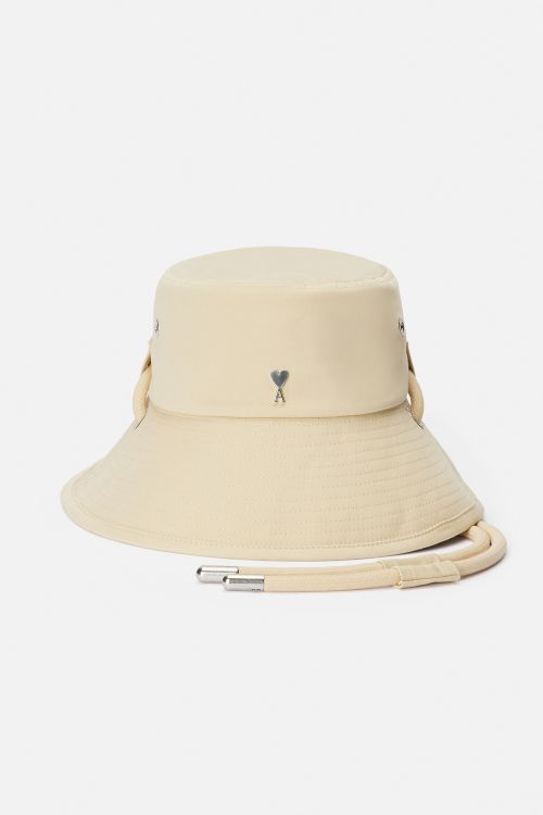 Ami De Coeur Bucket Hat With String Neutrals - Ami Paris Official Be