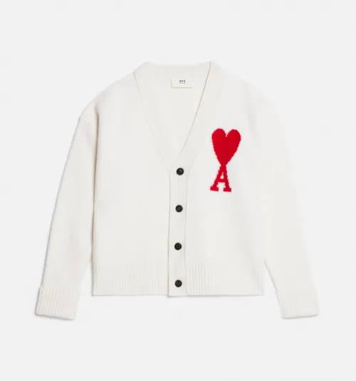 White Ami De Coeur Cardigan | Ami Paris Us