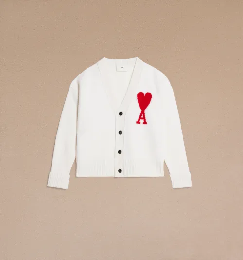 White Ami De Coeur Cardigan - AMI PARIS OFFICIAL TV