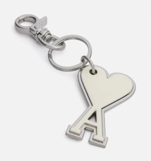 Silver Ami De Coeur Chain Keyring - AMI PARIS OFFICIAL LB