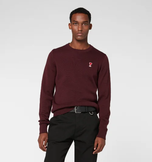 Red Ami De Coeur Crewneck Sweater - AMI PARIS OFFICIAL BY