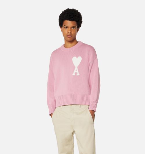 Pink Ami De Coeur Crewneck Sweater AMI PARIS US