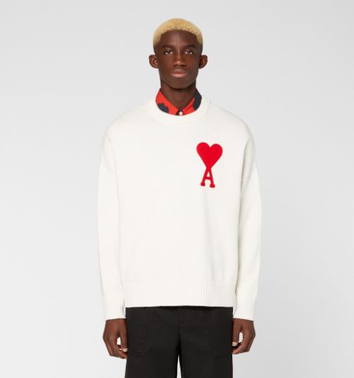 Ami De Coeur Oversize Crewneck Sweater White - AMI PARIS