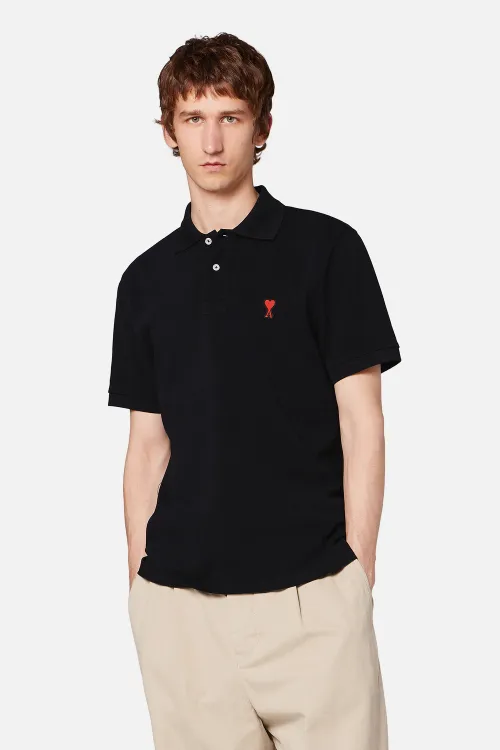 black Ami De Coeur Polo Shirt - AMI PARIS OFFICIAL AQ
