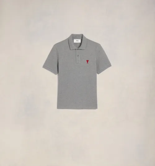 Grey Ami De Coeur Polo Shirt AMI PARIS OFFICIAL PT