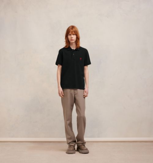 Black Ami De Coeur Polo Shirt - AMI PARIS OFFICIAL LB