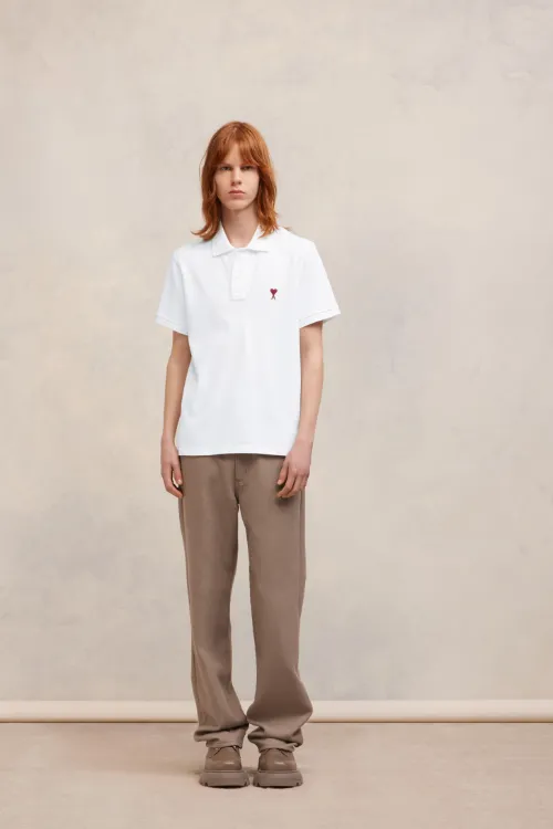 White Ami De Coeur Polo Shirt | AMI PARIS US