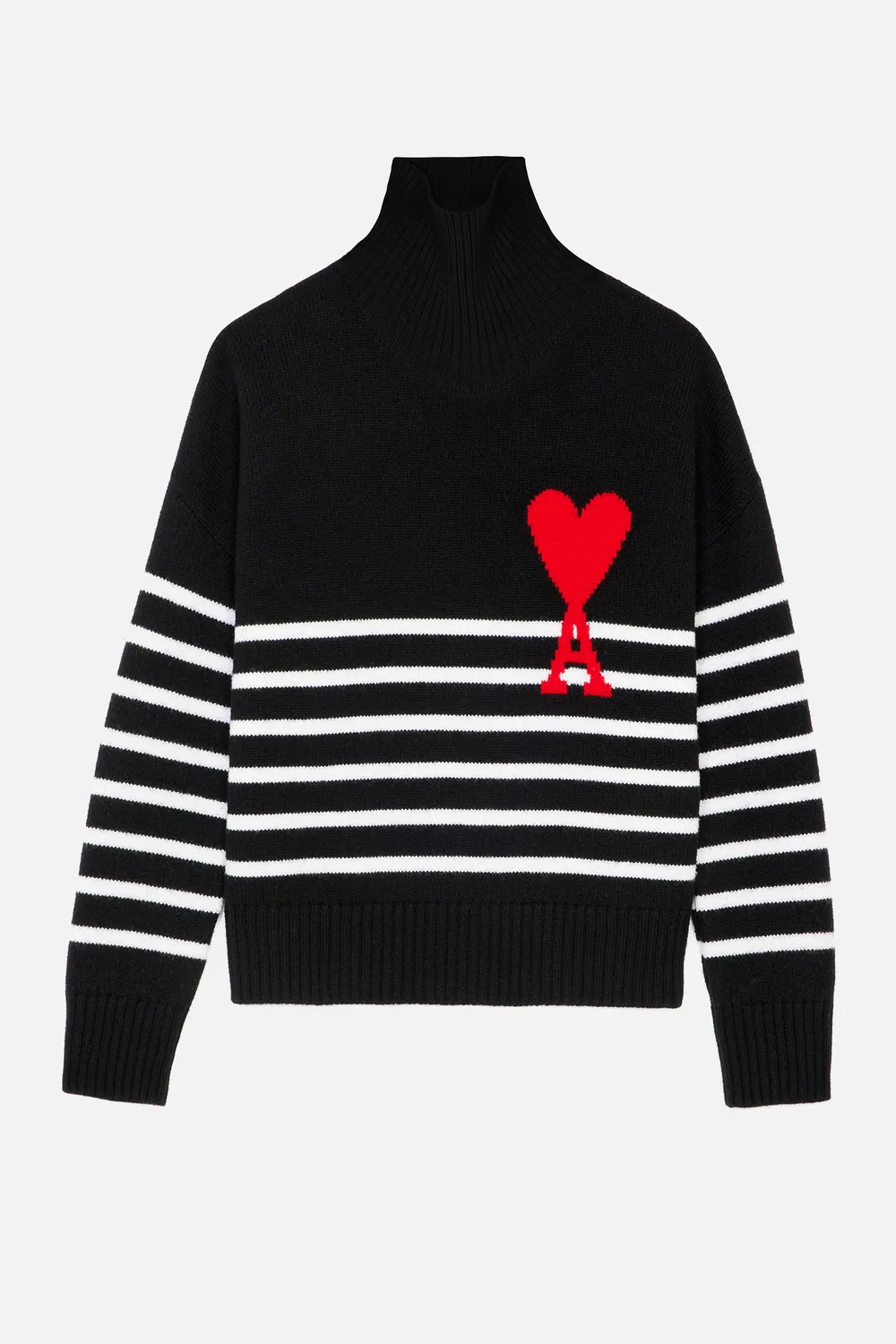 ami de coeur oversize funnel neck striped sweater