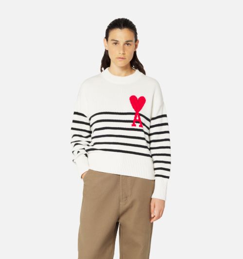 heart striped sweater