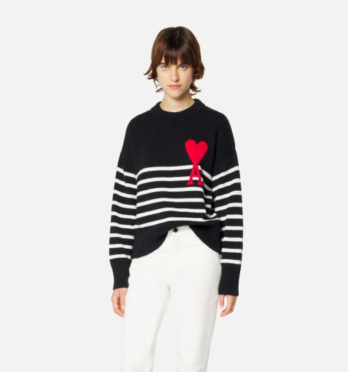 heart striped sweater