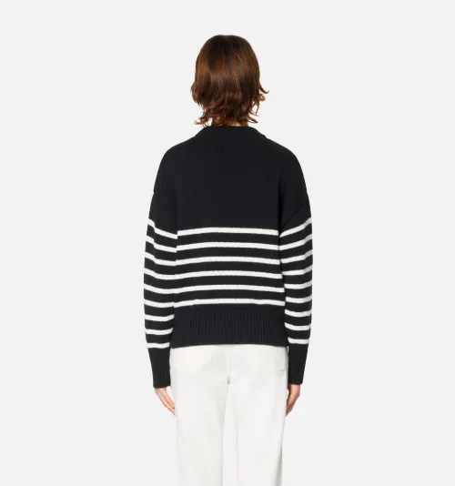 grey black striped sweater