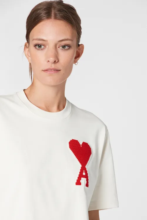 ニュートラル ビッグ AMI DE COEUR パッチ Tシャツ - AMI PARIS