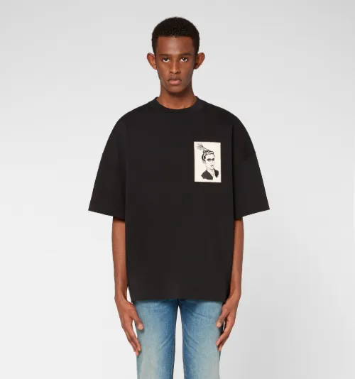 Black Anniversary Face Patch T-shirt | AMI PARIS US