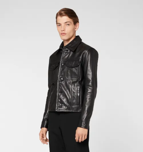 Ami shop leather jacket