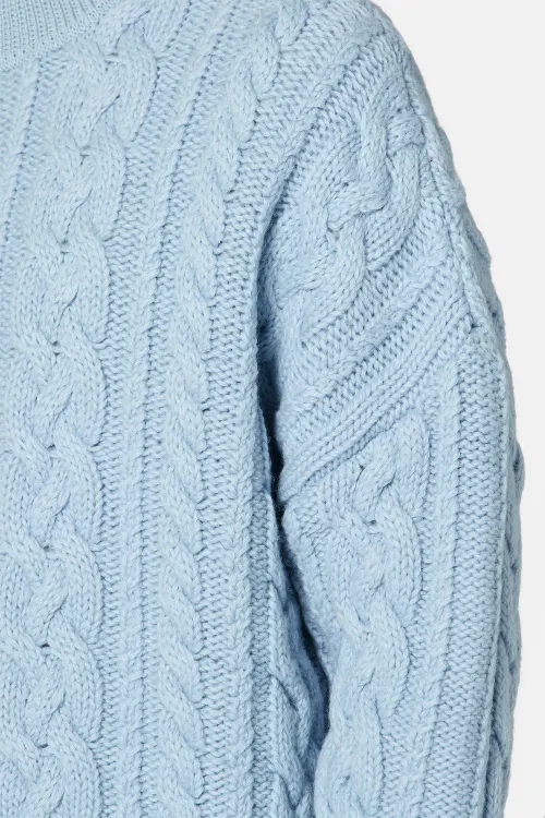 pale blue cable knit jumper