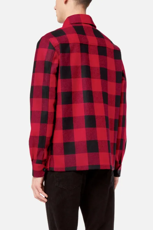 black and red check trousers