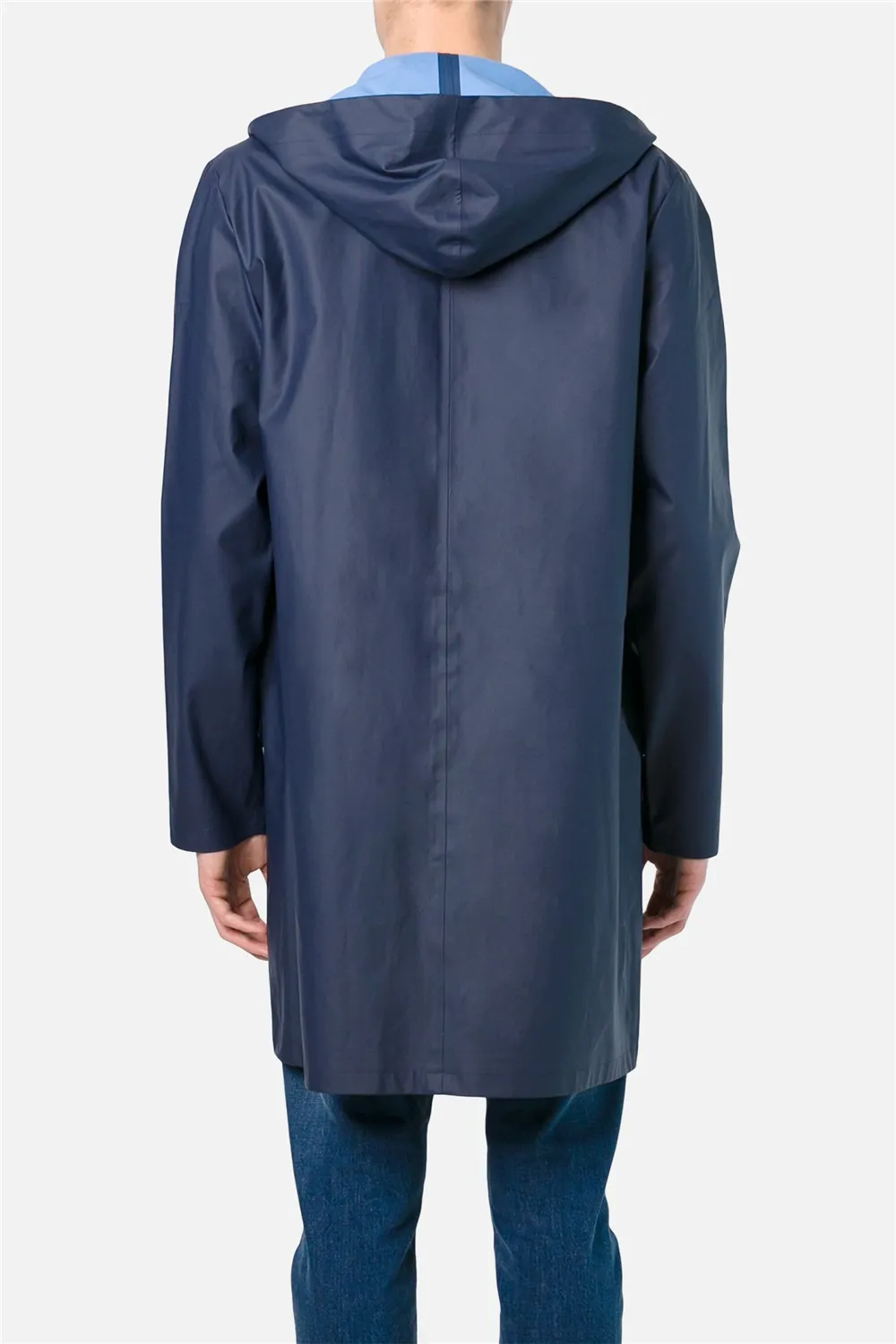 navy blue raincoat with hood