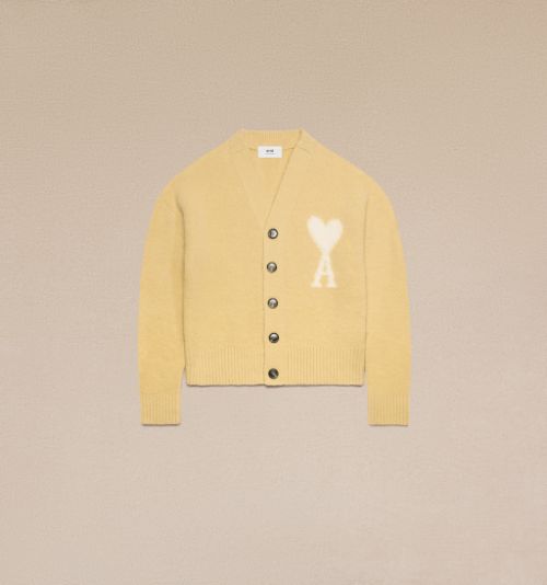 Yellow Cloud Knit Ami De Coeur Cardigan | AMI PARIS US