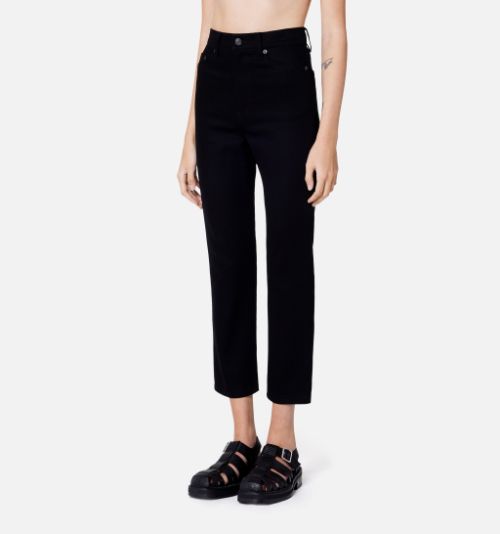 Black cropped straight top leg jeans