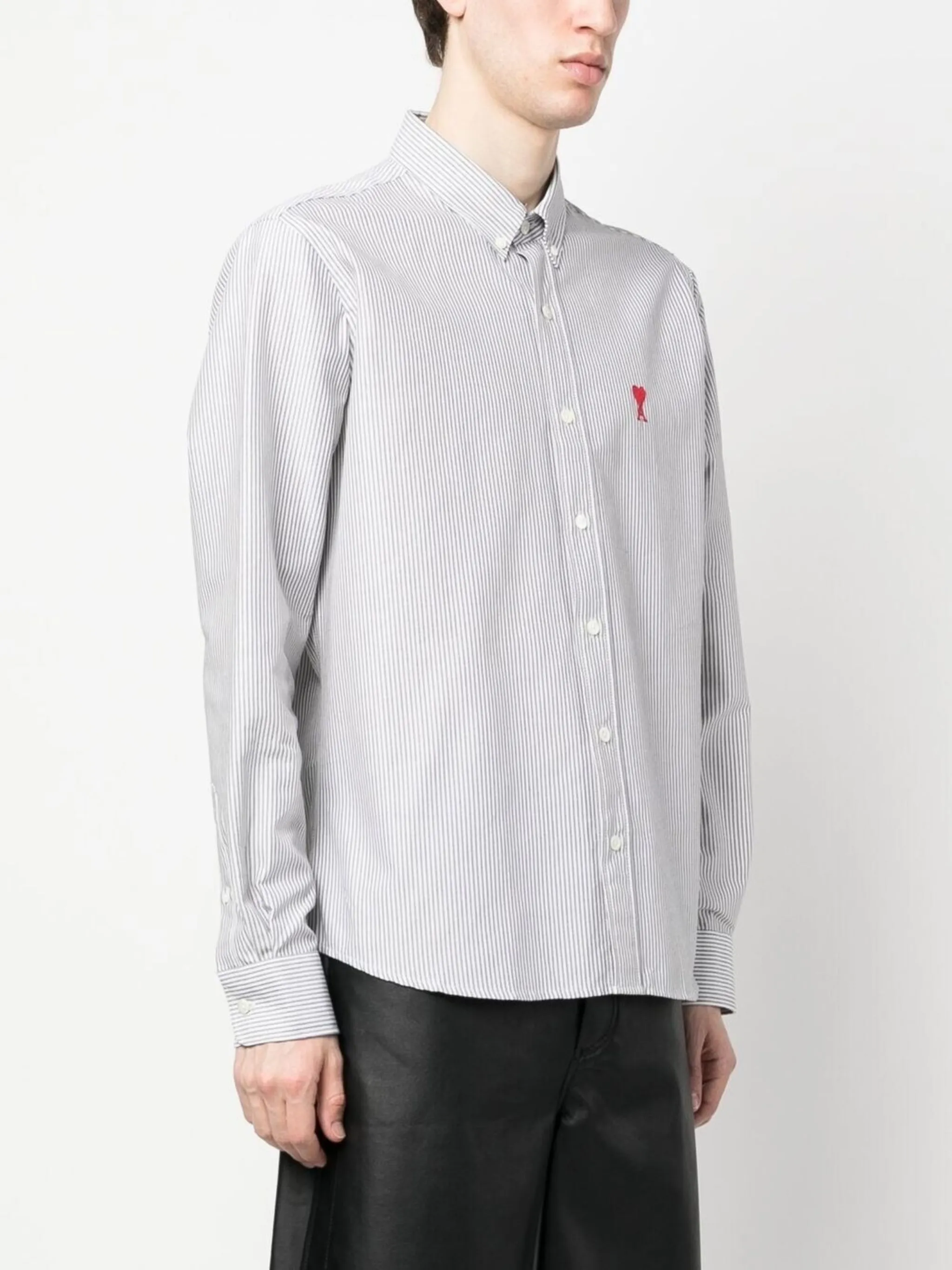 AMI Paris embroidered-logo striped shirt | Eraldo.com US