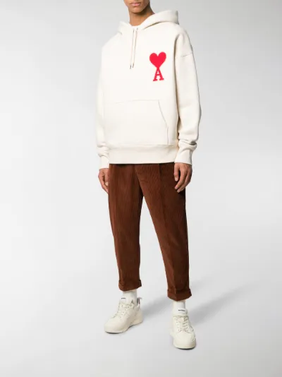 AMI Paris Felpa con cappuccio Ami De Coeur bianco | MODES