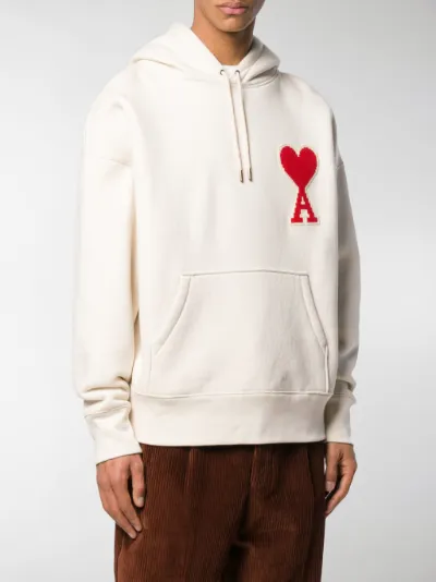 AMI Paris Felpa con cappuccio Ami De Coeur bianco | MODES