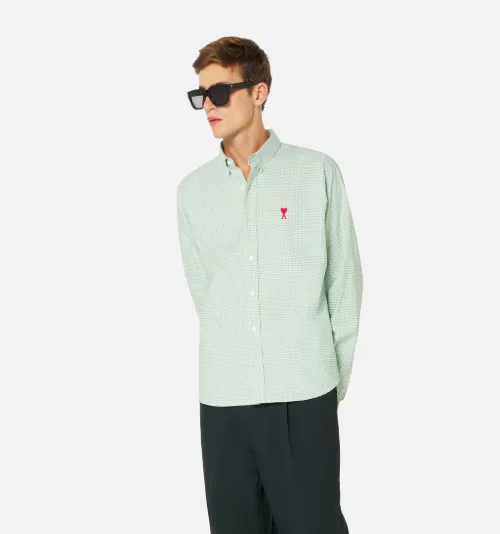 green Gingham Button-Down Ami De Coeur Shirt | AMI PARIS US