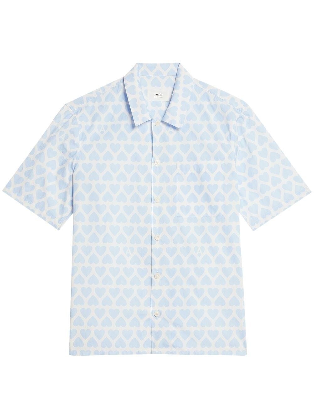 AMI Paris Blue & White Camp Collar Shirt