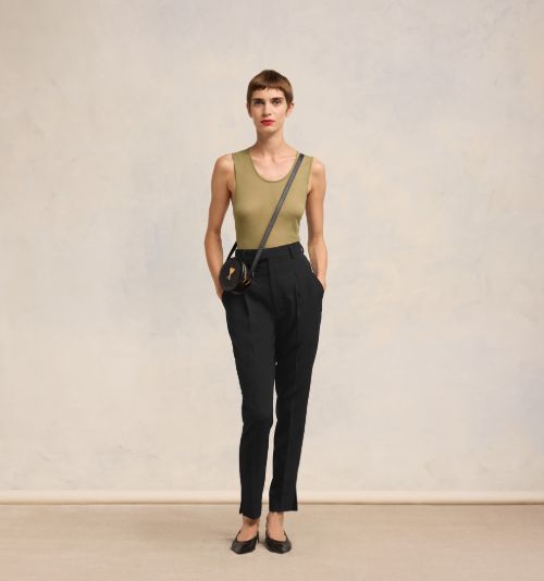 Black high 2025 waisted cigarette trousers