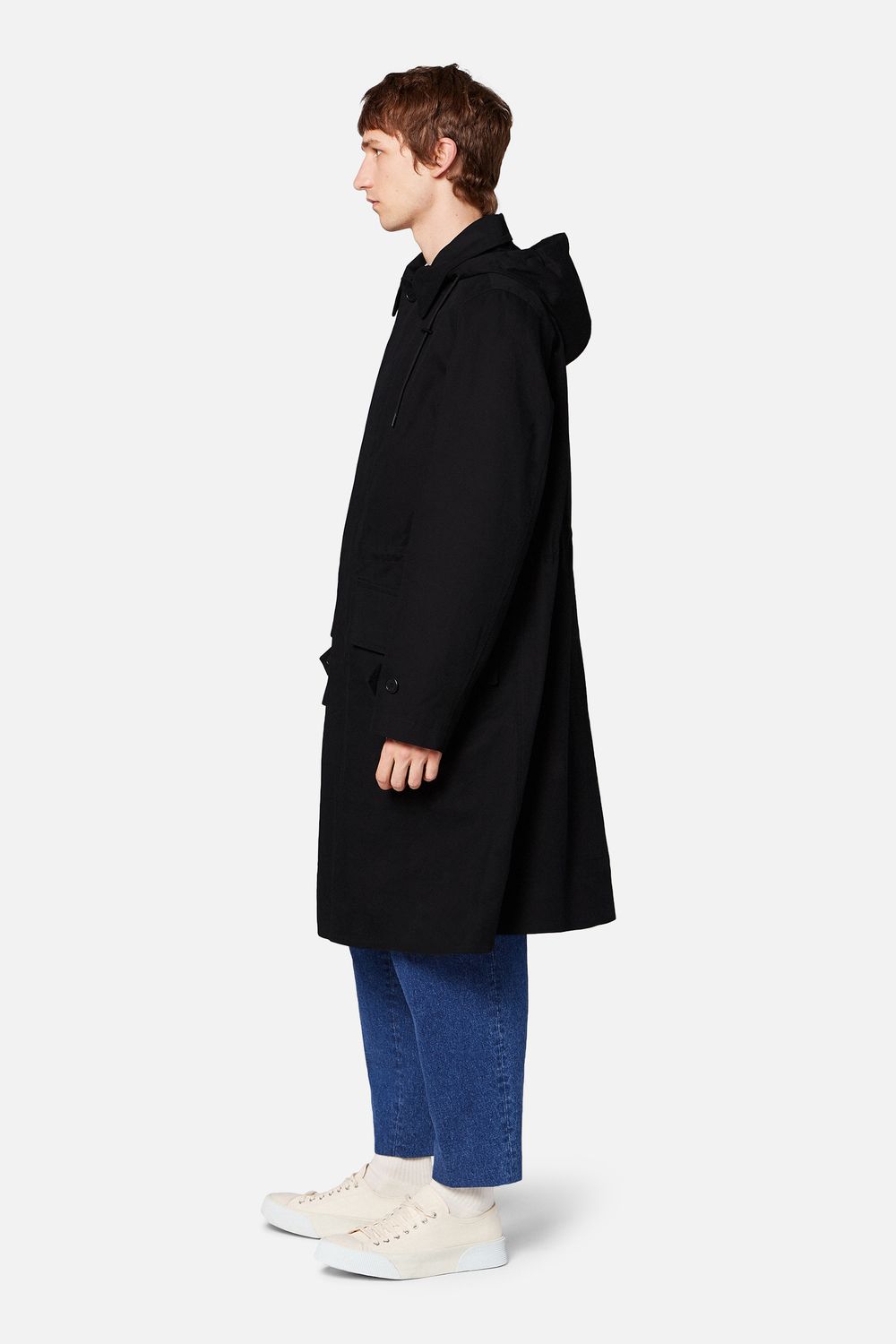 hooded mac coat