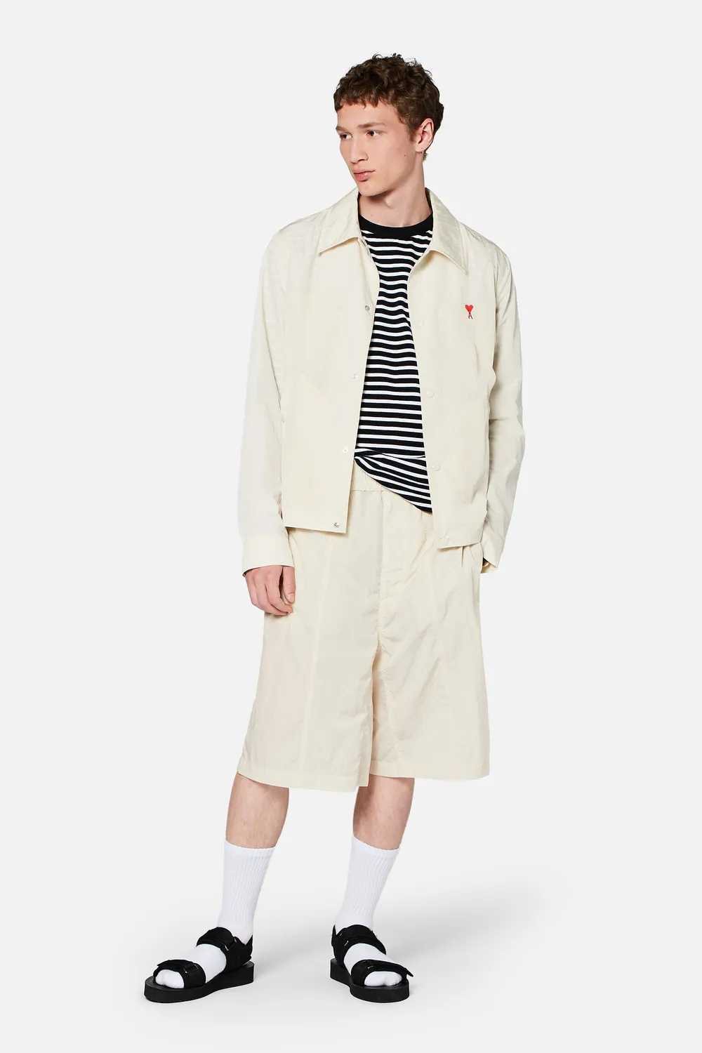 LONG SLEEVED STRIPED T SHIRT WITH SMILEY PATCH