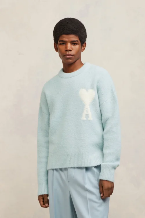 Blue Off-White Ami De Coeur Sweater - AMI PARIS OFFICIAL PL
