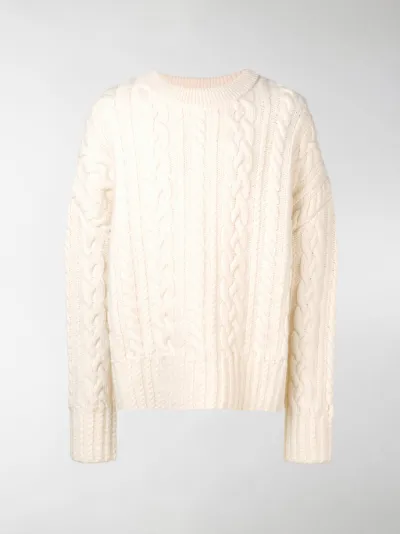 oversized white cable knit sweater